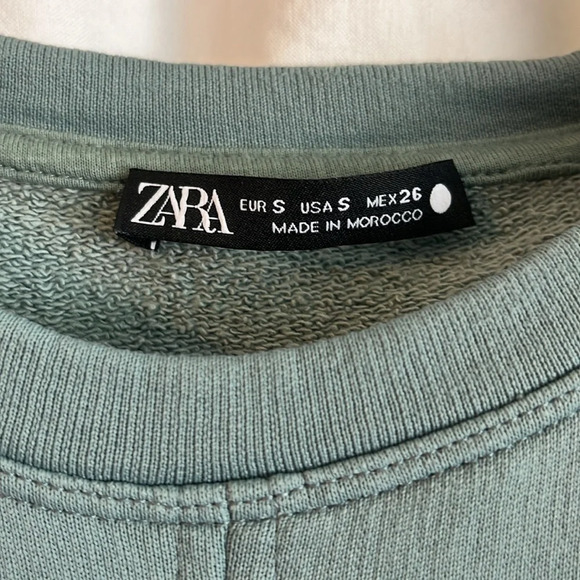 Zara Sage Green Shoulder Pad Sleeveless Cropped Muscle Tee - Picture 5 of 8